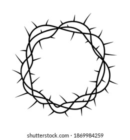 Christian logo crown of thorns religious symbol hand drawn vector illustration sketch on white background.