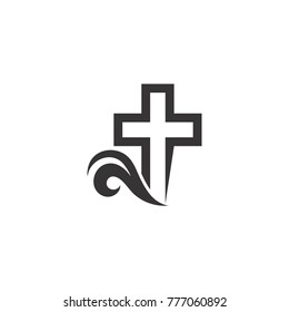 Christian logo group. flat black chruch design icon on white background