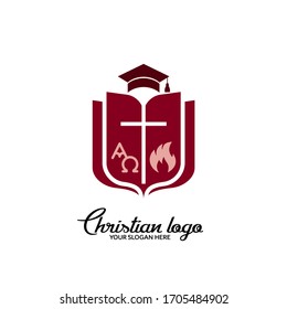 Christian logo and symbols. Bible, cross of Jesus Christ and the Holy Spirit, Confederate cap.