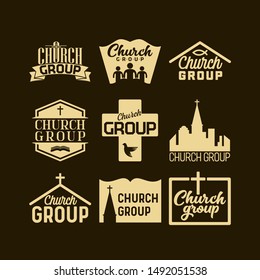 Christian logos, banners and stickers. Church group.