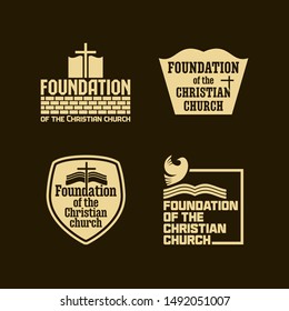 Christian logos, banners and stickers. Foundation of the christian church.