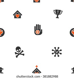 Christian Love and Danger vector repeatable pattern. Style is flat symbols on a white background.