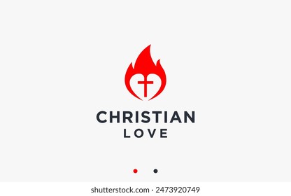 christian love logo design vector silhouette illustration