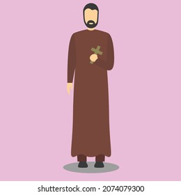 Christian Man Cartoon Flat Illustration 