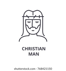 christian man line icon, outline sign, linear symbol, vector, flat illustration