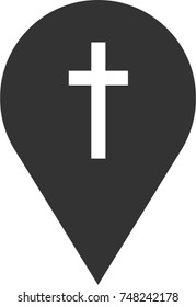 christian mark map icon, black and white sign