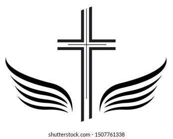 christian memorial cross vector illustration