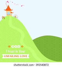 Christian message of God's salvation and hope to the background of a beautiful simple illustration