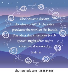 Christian message and praise the power of God placed in a beautiful wreath of roses in the background of night sky stars and hills