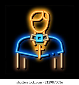 christian monk neon light sign vector. Glowing bright icon christian monk sign. transparent symbol illustration