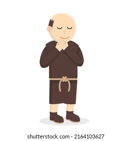 christian monk praying design character on white background