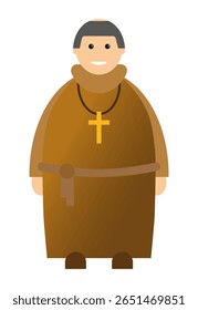 A Christian monk in the style of a cartoon. Religion. Vector illustrations EPS10