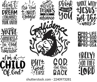 Christian Motivation Quotes, Inspiration Bundle, Bible Verse svg, Christian vector art, Dance with Jesus, I'm a Child of God, Rely on the Lord, God Got my Back, Godfidence