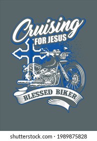 Christian Motorcycle Cross God Blessed Biker Jesus design vector illustration for use in design and print poster canvas