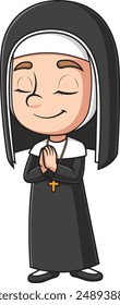 Christian nun praying vector illustration