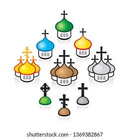Christian Orthodox churches. Religious temples, architectural structures.