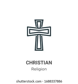 Icono de vector de contorno cristiano. Icono de cristales negros en línea delgada, ilustración de elemento simple vector plano del concepto de religión editable trazo aislado en fondo blanco