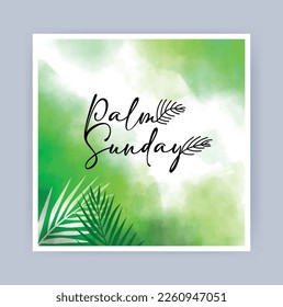A Christian Palm Sunday religious holiday background with Mnemonic text design