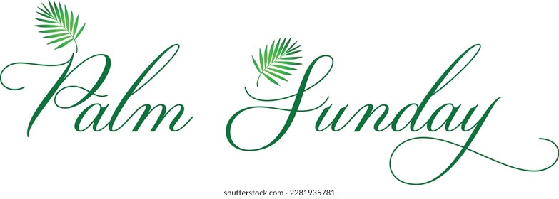 A Christian Palm Sunday religious holiday with palm branches and leaves illustration. Vector EPS 10 available.