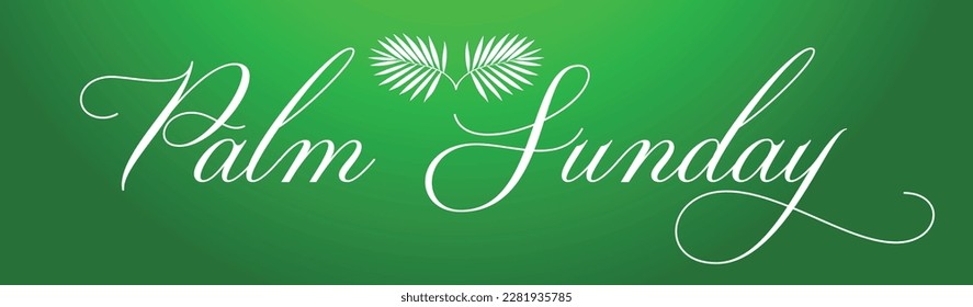 A Christian Palm Sunday religious holiday with palm branches and leaves illustration. Vector EPS 10 available.