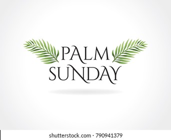 A Christian Palm Sunday religious holiday with palm branches and leaves illustration. Vector EPS 10 available.