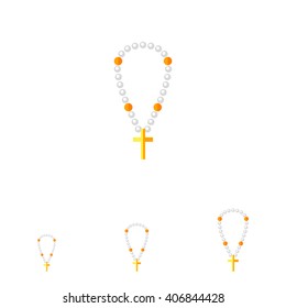 Christian pearl beads with cross flat icon