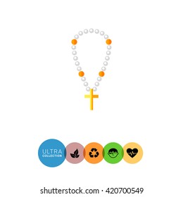 Christian pearl beads with cross flat icon