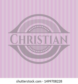 Christian pink emblem. Retro. Vector Illustration. Detailed.