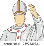 Christian Pope Flat Style Greeting. Vector Illustration