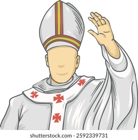 Christian Pope Flat Style Greeting. Vector Illustration