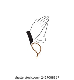 christian prayer beads logo vector template