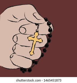 Christian prayer cross necklace hand