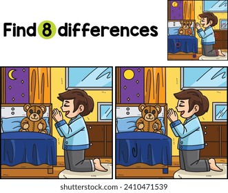 Christian Praying Child Find The Differences