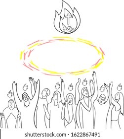 Christian Praying Onto Holy Spirit Pentecost Day - Vector