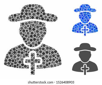 Christian priest composition for Christian priest icon of circle elements in various sizes and color tinges. Vector circle elements are grouped into blue composition.