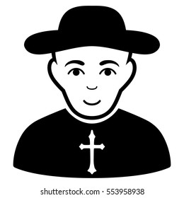 Christian Priest vector icon. Flat black symbol. Pictogram is isolated on a white background. Designed for web and software interfaces.