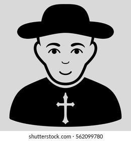Christian Priest vector icon. Flat black symbol. Pictogram is isolated on a light gray background. Designed for web and software interfaces.