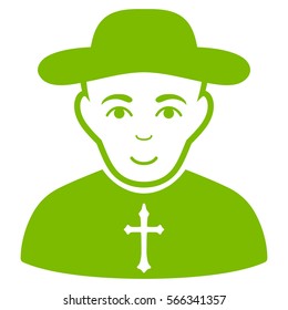 Christian Priest vector icon. Flat eco green symbol. Pictogram is isolated on a white background. Designed for web and software interfaces.