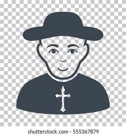 Christian Priest vector pictograph. Illustration style is flat iconic smooth blue symbol on a chess transparent background.