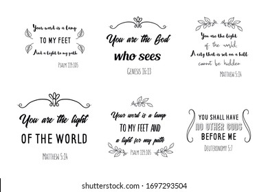 Christian Quotes Bible Verses Scripture Set Stock Vector (Royalty Free ...