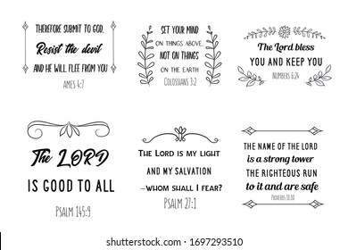 Christian Quotes Bible Verses Scripture Set Stock Vector (Royalty Free ...