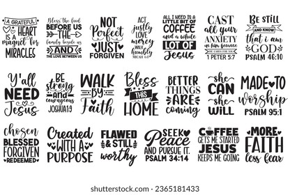 Christian Quotes Bundle, Christian Quotes Bundle Of 20 EPS Files for Cutting Machines Cameo Cricut, Christian Quotes, Hand drawn typography quote bundle