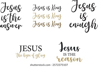 Christian quotes bundle, religious print, Christian saying set, vector illustration