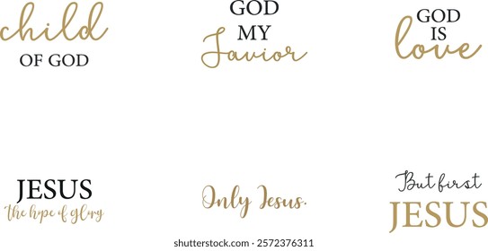 Christian quotes bundle, religious print, Christian saying set, vector illustration