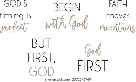 Christian quotes bundle, religious print, Christian saying set, vector illustration