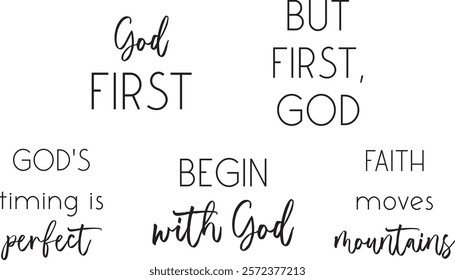 Christian quotes bundle, religious print, Christian saying set, vector illustration