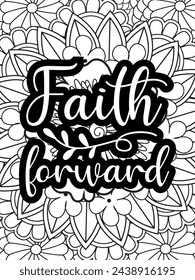 Christian Quotes Flower Coloring Page Beautiful black and white illustration for adult coloring book