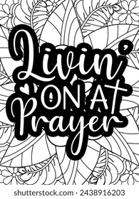 Christian Quotes Flower Coloring Page Beautiful black and white illustration for adult coloring book
