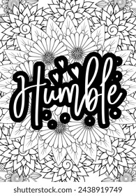 Christian Quotes Flower Coloring Page Beautiful black and white illustration for adult coloring book