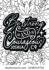Christian Quotes Flower Coloring Page Beautiful black and white illustration for adult coloring book